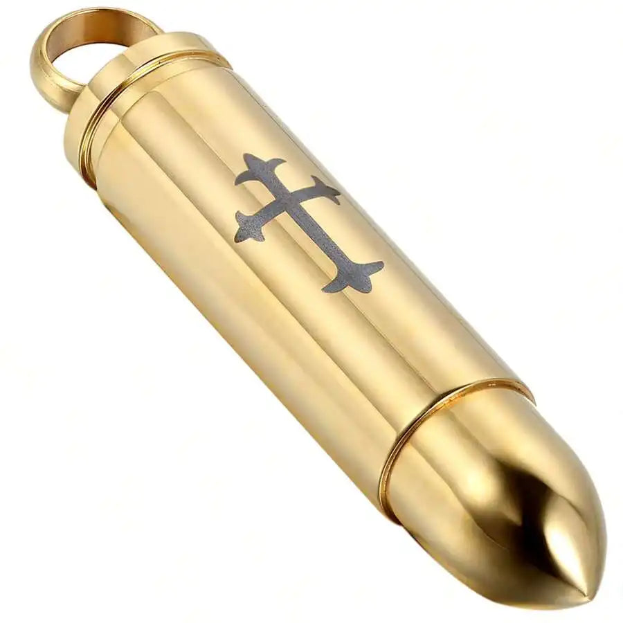 Cross Bullet Memorial Cremation Necklace Pendant Men Women Urn Jewelry For Ashes