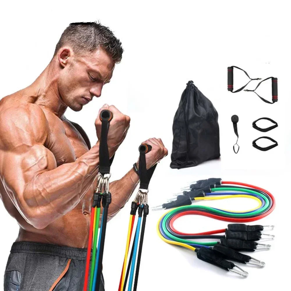 Multifunction Fitness Tension Rope 5-Tube Elastic Yoga Pedal Puller Resistance Band Tension Rope for Stretching Abdomen Training mbzr