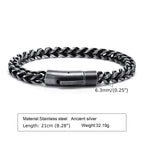 Vnox 6.3mm Vintage Bracelets for Men, Double Layer Cuban Chain, Franco Foxtail Chain Bracelet, Retro Srainless Steel Wristband