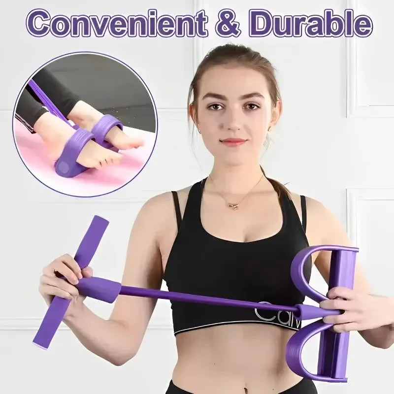 Multi-Functional Fitness Resistance Band Set - 4 tubes of elastic yoga pedal pull bands and fitness bands with handles for total body training, abdominal/lower back/arms/legs weight loss and stretching mbzr