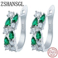 Wholesale Slver Color Luxury 925 Sterling Silver Earrings Flash Colorful CZ Zircon Ear Studs Earrings Women Cheap Brincos mbzr