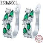 Wholesale Slver Color Luxury 925 Sterling Silver Earrings Flash Colorful CZ Zircon Ear Studs Earrings Women Cheap Brincos mbzr