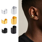 Punk Stainless Steel Ear Bone Clip for Men,Long Short Cube Non Piercing Ear Cuff,Hip Hop Earring Jewelry Gift