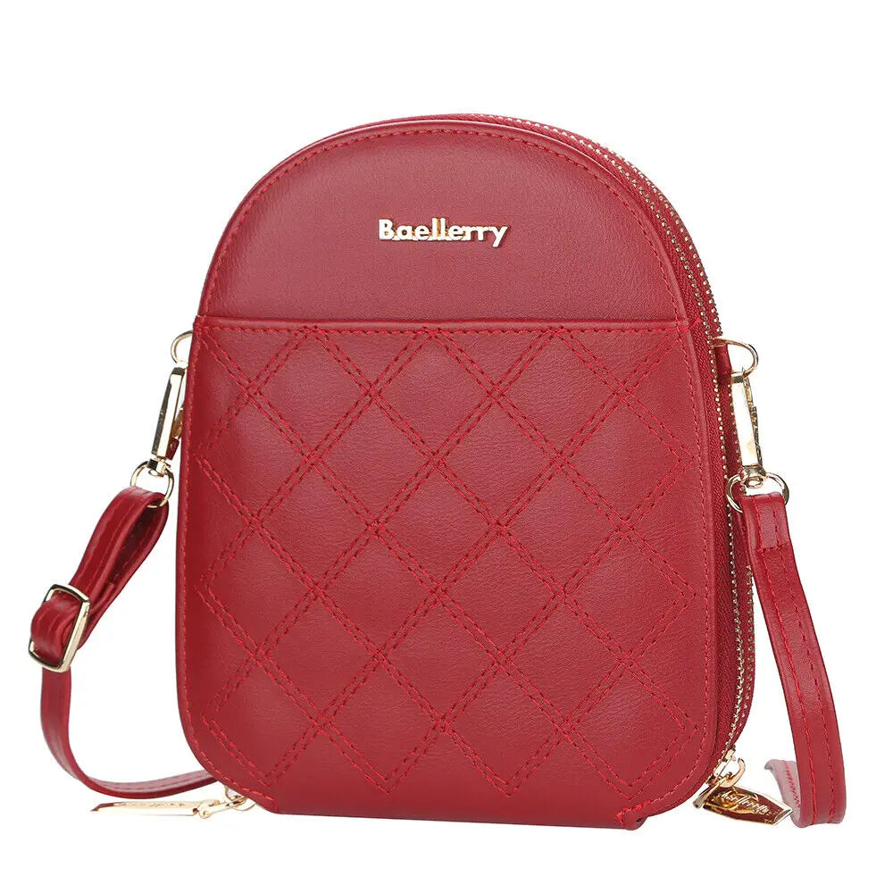 Fashion Small Plaid Leather Zipper Crossbody Bag Shoulder Bag for Women Wallet Purse Handbag with Detachable Strap mbzr