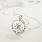 New 925 Sterling Silver Necklace Compass Necklace with Cubic Zirconia Stone for Women High Quality Jewelrys Gifts Stock in USA mbzr