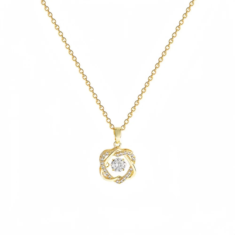 Simple Irregular Hollow Crystal Copper Pendant Necklace Fashion Stainless Steel Clavicle Chain Jewelry Trendy Women Accessories