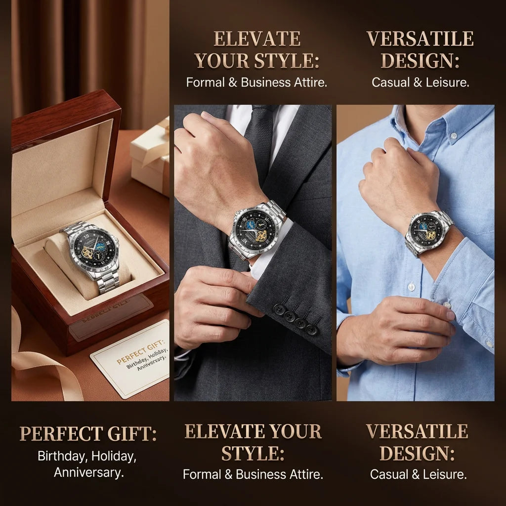 1Pcs Men's Black Dial Alloy Strap Vintage Fashion Classic Fashion Details Quartz Watch For Business Party Holiday