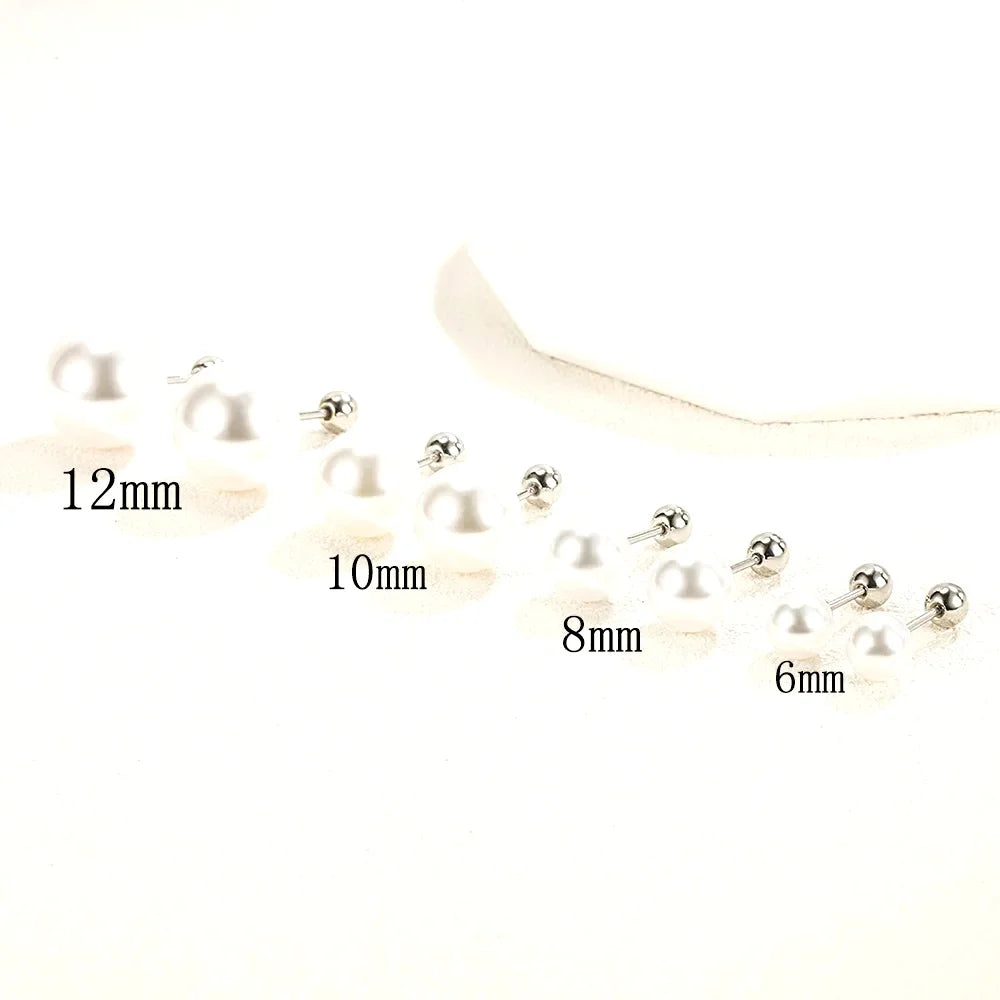 925 Sterling Silver freshwater pearl Earrings 6/8/10/12For Women Classic Geometric Twisted Line Earrings Jewelry