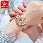 OLEVS 9942 Fashion Quartz Movement Watch For Women Full Of Diamond-set Strap Roman Scale Dial 30m Waterproof Luminous Watch mbzr