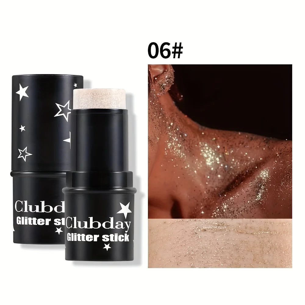 Multi-Use Glitter Stick for Face & Body – Shimmer Eyeshadow Highlighter Crayon, Holographic Makeup for Festival, Stage, mbzr