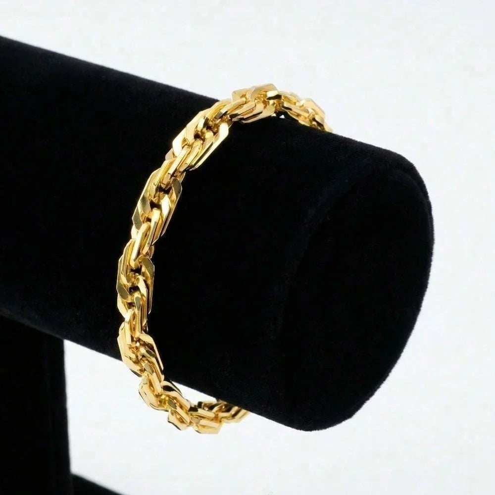 2pcs Men's Miami Cuban Link Chain Necklace and Bracelet Set, 14K Gold Plated Stainless Steel Milano Rope Chain Jewelry, Waterproof Anti-Tarnish Hypoallergenic Shiny Hip Hop Gift for Daily Wear