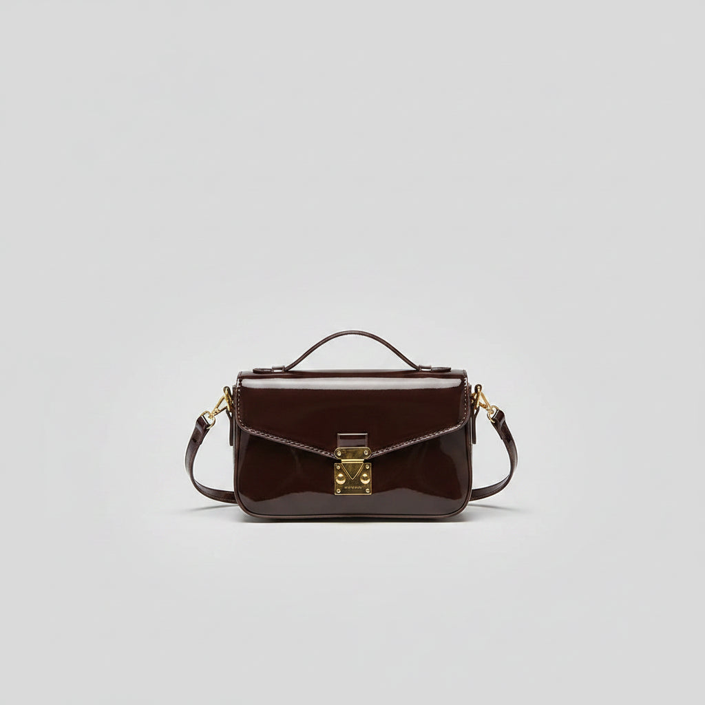 2026 Luxury Square Shoulder Bags for Women Trendy Patent Leather Small Flap Crossbody Bag Top-Handle Lock Buckle Handbag mbzr