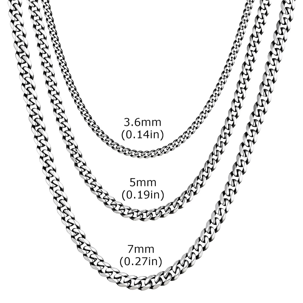 3/5/7mm Stainless Steel Cuban Link Chain Stainless Steel Necklace, Punk Hip-hop Choker for Men, Fashion Jewelry Accessories
