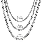 3/5/7mm Stainless Steel Cuban Link Chain Stainless Steel Necklace, Punk Hip-hop Choker for Men, Fashion Jewelry Accessories