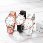 Women's Elastic Band Watch Easy Reader Large Face Arabic Numerals Analog Quartz Wristwatch Stainless Steel Stretch Bracelet Watch mbzr