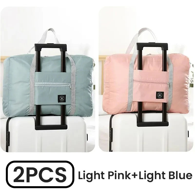 2 Pack Foldable Travel Duffel Bag for Airlines Carry on Bag Weekender Overnight Hospital Tote Bag Gym Duffel Bag Women Men mbzr