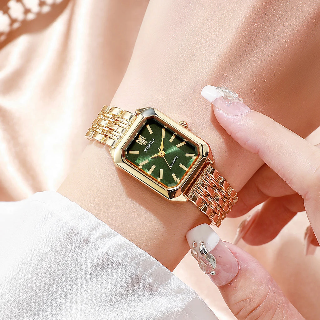 1/2/4PCS Luxury Women Watches Fashion Rectangle Woman Quartz Watch Stainless Steel Band Wristwatches Reloj Mujer（Without Box） mbzr