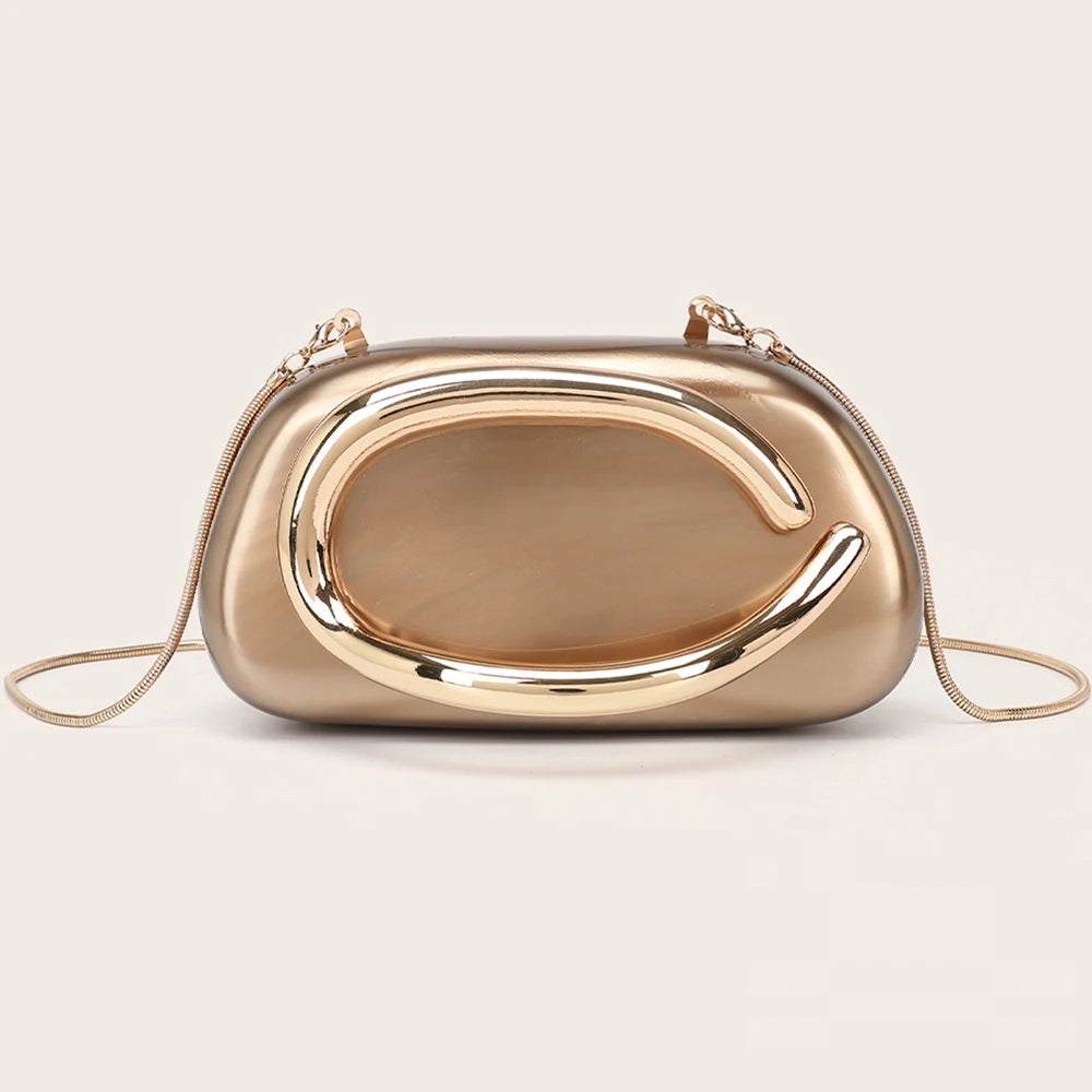 Fashion Handbag Gold Color Luxury Evening Banquet Clutch Purse mbzr