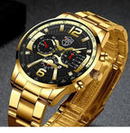 5PCS Set DEYROS Fashion Mens Calendar Watches Men Business Stainless Steel Quartz Wristwatch Male Casual Necklace Bracelet Watch mbzr
