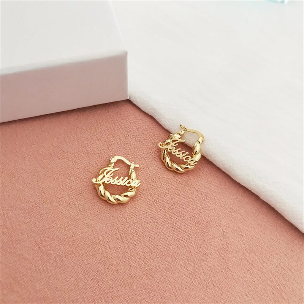 Personalized Mini Name Earring Custom Leter Hoop Earring 25mm Gold Stainless Steel Child Jewelry For Kids Women Birthday Girls
