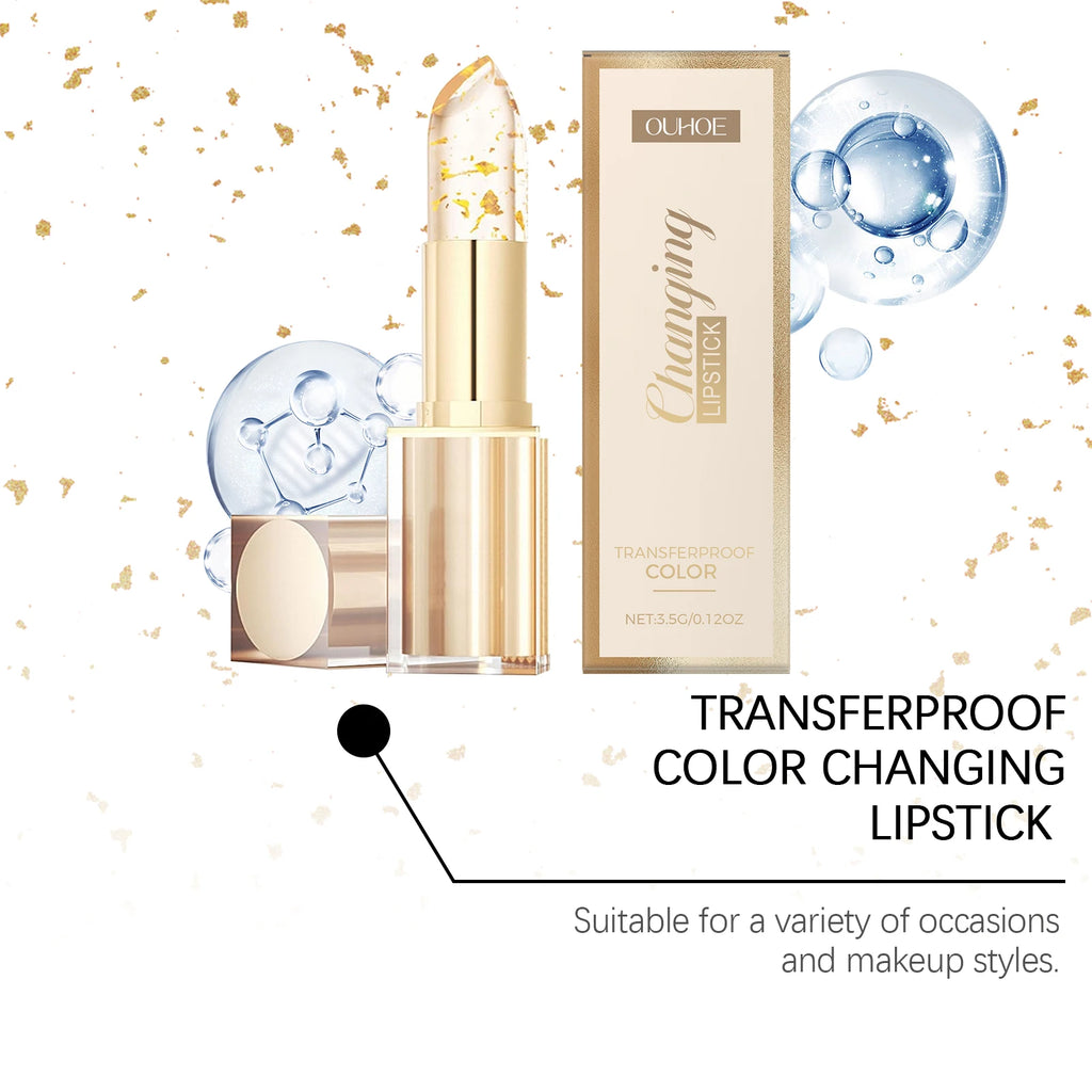 24K Gold Foil Vitamin E Lip Balm Crystal Jelly Lipstick,Moisturizing Lip Care for Dry Lips,Long-Lasting Hydrating Tint mbzr