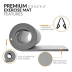 Extra Thick Exercise Yoga Mat with Straps, Universal Fitness Equipment for Home Gym Use mbzr