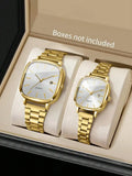 2pcs/Set Fashionable Couple Minimalist Calendar Dial Classic Quartz Wrist Watches, No Watch Box Included