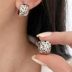 Real 925 Silver Minimalist Hollow Auspicious Clouds Hoop Earrings for Women Vintage Fine Jewelry Chinese Style Accessories mbzr