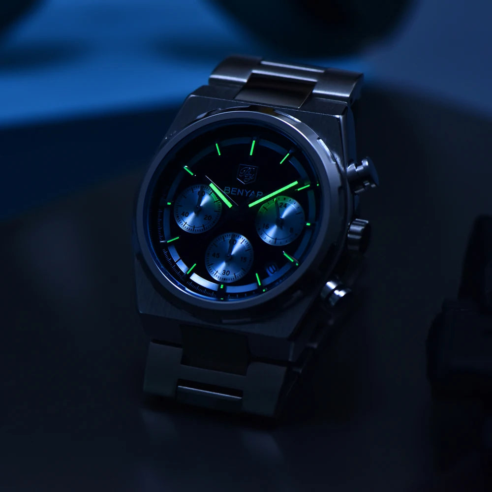 2026 New BENYAR Men's Watches Top Brand Luxury Speed Sports Chronograph Quartz Watch For Men Luminous Waterproof Stainless Steel Man Gift Clock