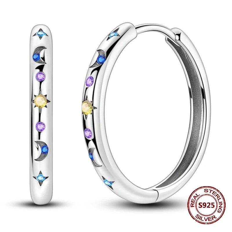Fine Jewelry 925 Silver Rose Gold Plated Zircon Sparklin Hoop Earrings For Women mbzr