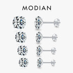 Modian Sparkling Clear CZ Stud Earrings 925 Sterling Silver Round Zirconia 4MM 5MM 6MM 7MM Earrings For Women Wedding Jewelry mbzr