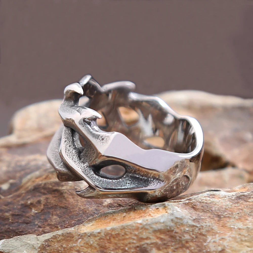 Fashion Vintage Hollow Out Design Crown of Thorns Rings for Men Women Stainless Steel Punk Biker Wedding Party Gifts Wholesale
