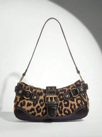 Women's Leopard Print PU Leather Saddle Shoulder Bag