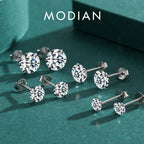 Modian Sparkling Clear CZ Stud Earrings 925 Sterling Silver Round Zirconia 4MM 5MM 6MM 7MM Earrings For Women Wedding Jewelry mbzr