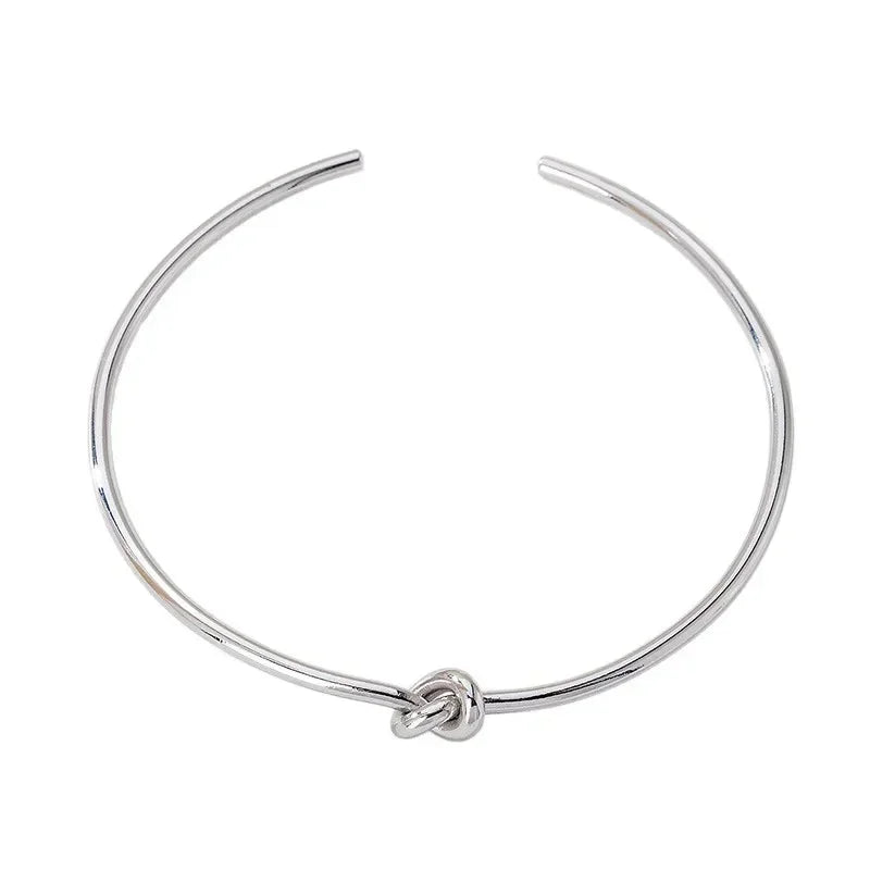 Minar Minimalist Hollow Out Knotted Open Adjustable Torques for Women Female 18K Gold Silver PVD Plated Stainless Steel Choker