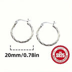 Hypoallergenic Silver Stud Earrings for Women - Lightweight Twisted Circle Design, Comfortable Mother's Day Gift Idea mbzr