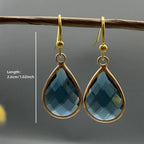 Elegant teardrop-shaped blue gem drop earrings - Bohemian jewelry, perfect for banquets