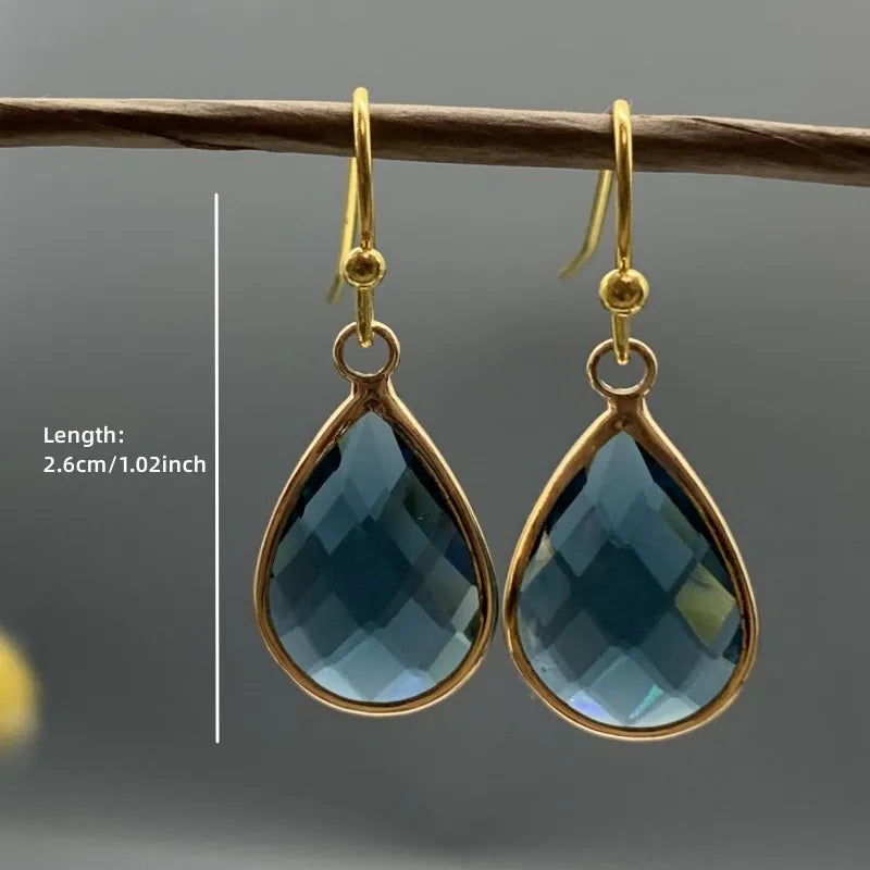Elegant teardrop-shaped blue gem drop earrings - Bohemian jewelry, perfect for banquets