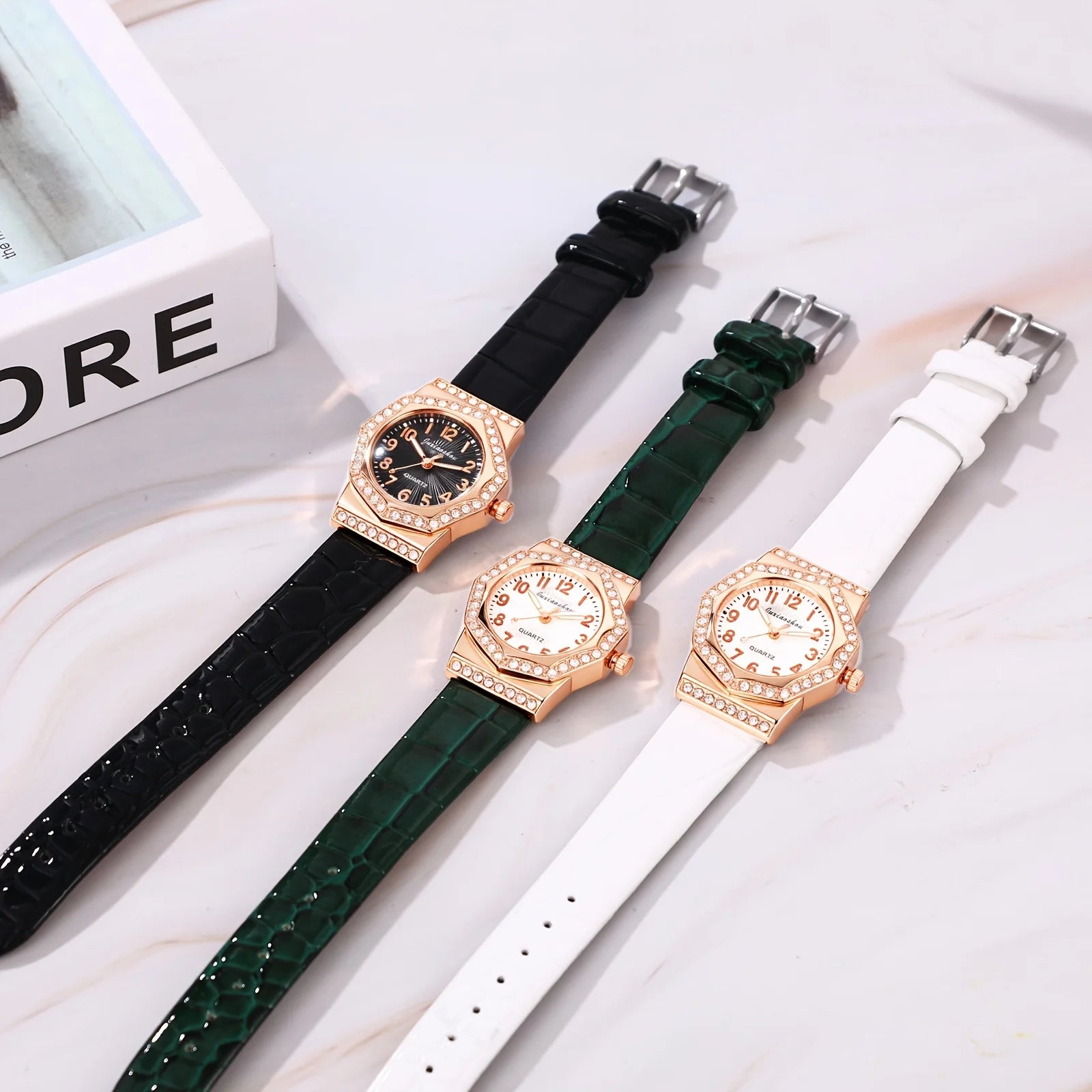 Women Watch Diamond Octagon Rose Golden Quartz Watches for Ladies Fashion Elegant PU Leather Strap Female Wristwatch Gift 2026 mbzr