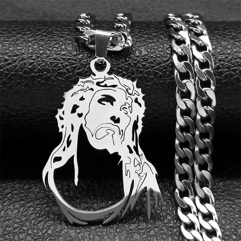 Crown of Thorns Jesus Cross Necklace Stainless Steel Gold Plated Crucifix Pendant Necklaces Jewelry