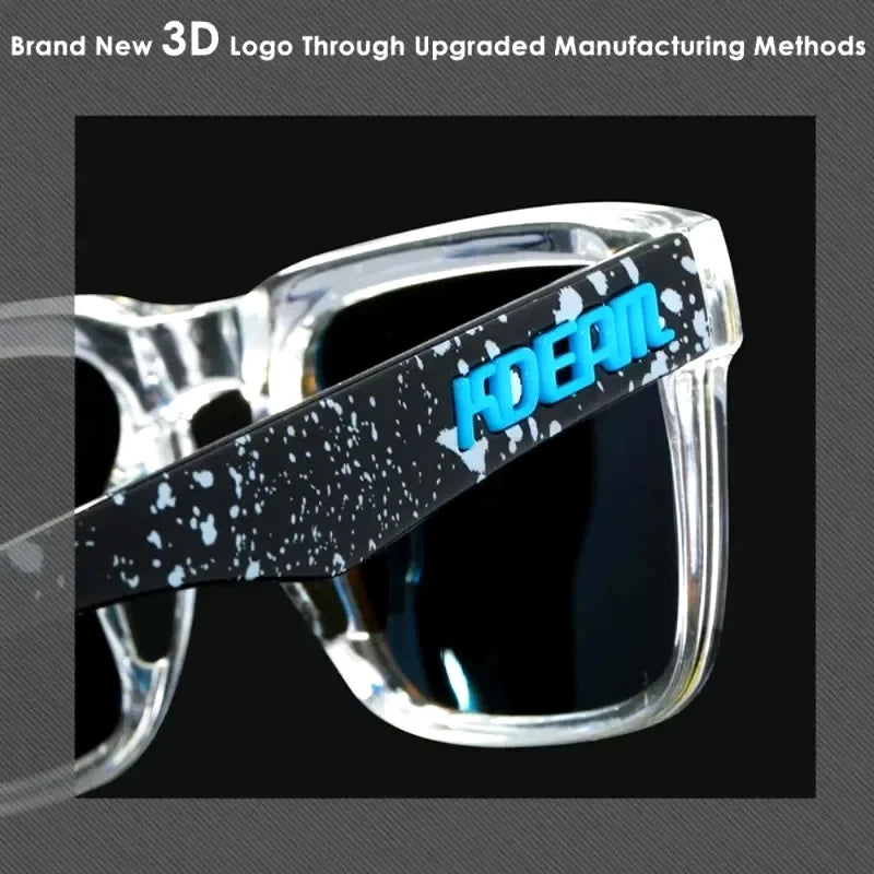New KDEAM Brand High Quality Square Sunglasses for Men Sports Polarized Sun Glasses 2026 Reflective Coating Colorful Lens UV400