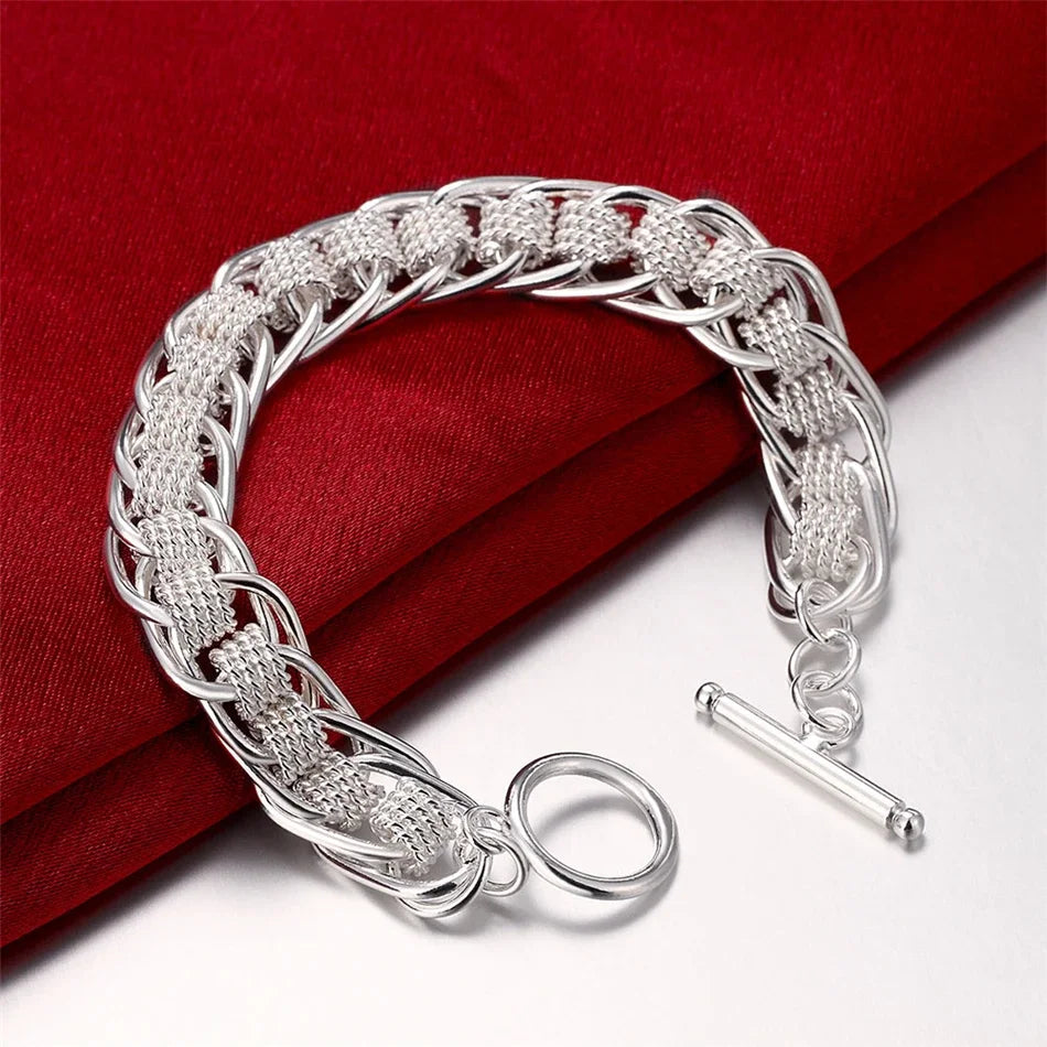 Fine 925 Sterling Silver Noble Nice Chain Solid Bracelet for Women Men Charms Party Gift Wedding Fashion Jewelry Hot Model mbzr
