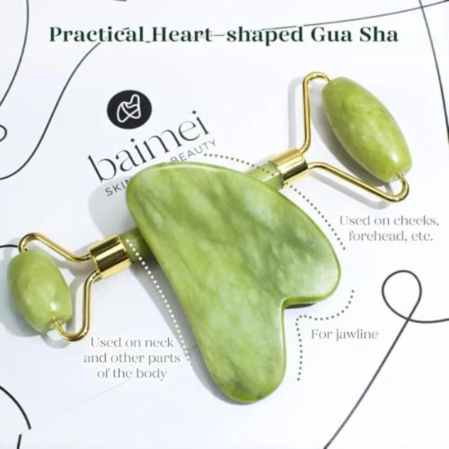 IcyMe Gua Sha and Jade Roller Set, Cooling Face Roller and Guasha Tool for Face Depuffing, Facial Sculpting and Jawline Definit mbzr