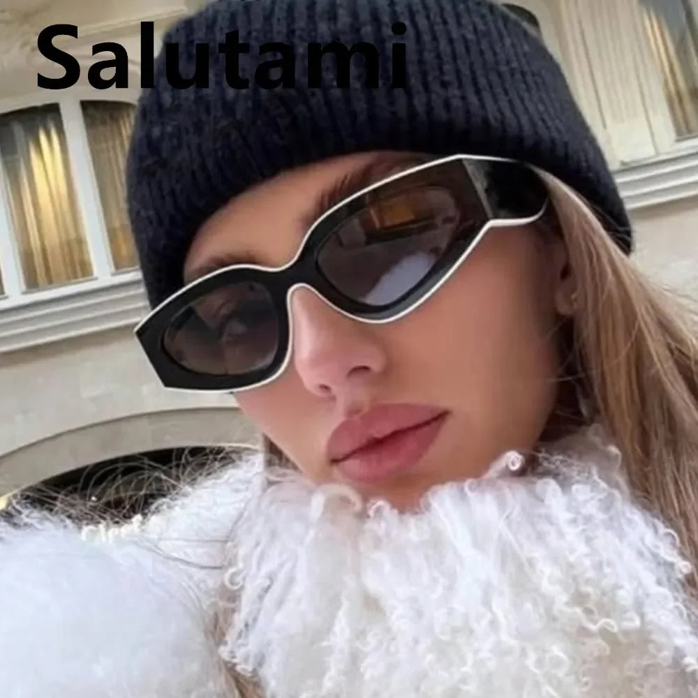 vintage patchwork small cat eye sunglasses women new fashion brand black white gradient sun glasses ladies trendy sexy shades mbzr