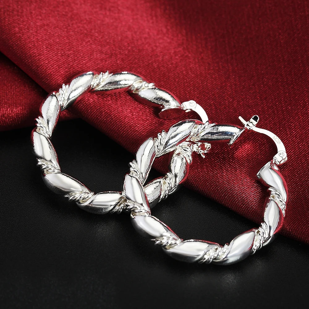 Top Quality 925 Sterling Silver Earrings Simple Round Circle Hoop Earrings For Woman Fashion Wedding Engagement Charm Jewelry mbzr