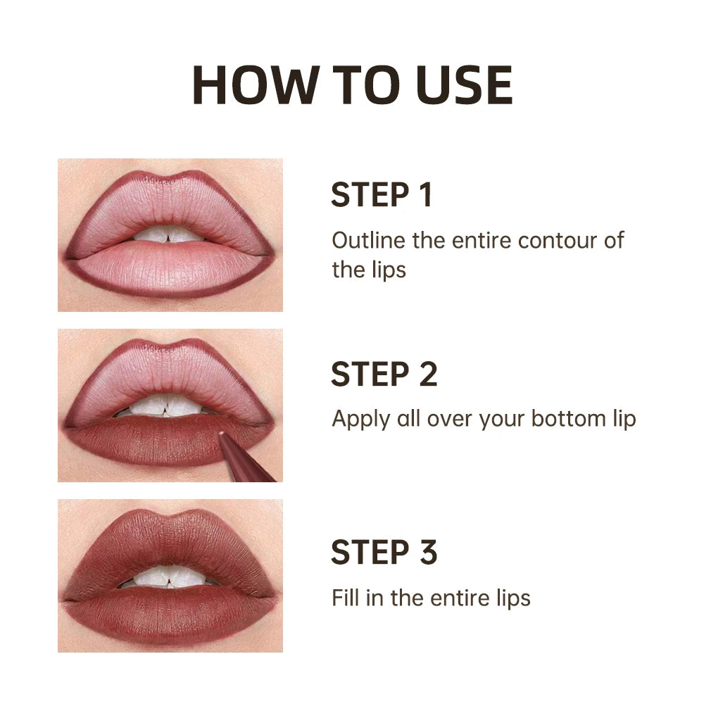 Liner Lipstick 6Colors Matte Black Brown Velvet Lipstick Waterproof Non Sticky Contouring Tint Lipliner Crayon Lip Makeup mbzr