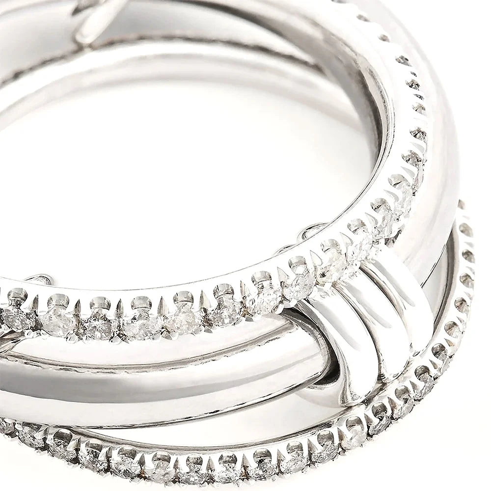 Multi-layer Stackable Finger Rings Shiny Cubic Zirconia Link Ring 18K Gold Plated Stainless Steel High Quality Jewelry Accessory