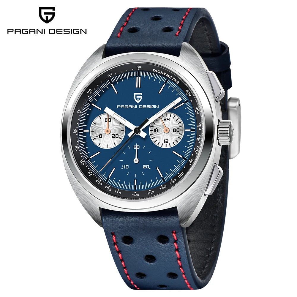 PAGANI DESIGN 2026 Retro Luxury Men's Quartz Watches Sports Chronograph VK63 Watch For Men AR Sapphire Waterproof Leather Clock