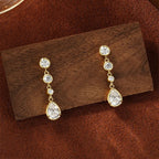 OXTAO Elegant Long Tassels Drop Earrings For Women Anniversary Jewelry Gifts Pear Cut Moissanite Wedding Earrings 14K Gold Filled