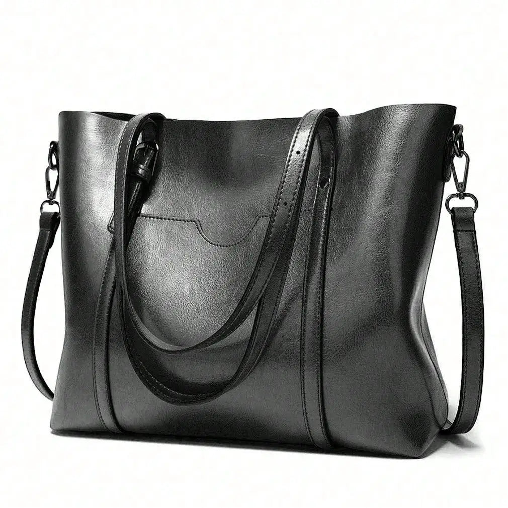 Women's Vintage Faux Leather Bucket Tote Bag & Satchel